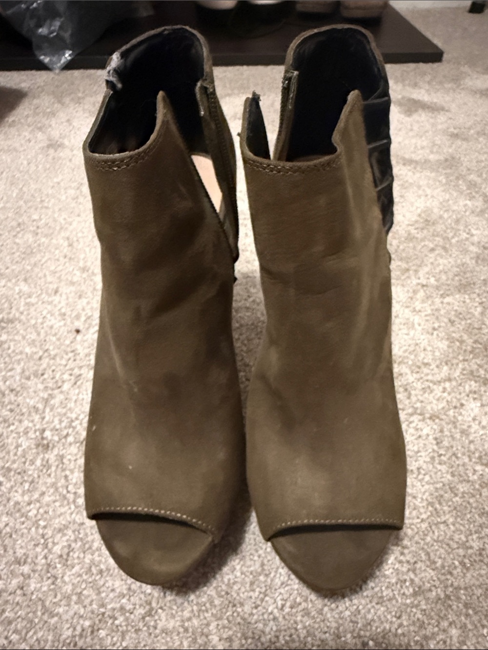 Mix No. 6 Olive Green Peep-Toe Ankle Booties